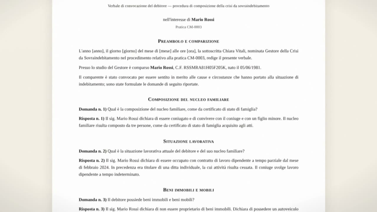 Il verbale conoscitivo nella piattaforma