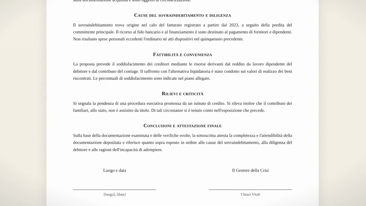 La relazione particolareggiata nella piattaforma