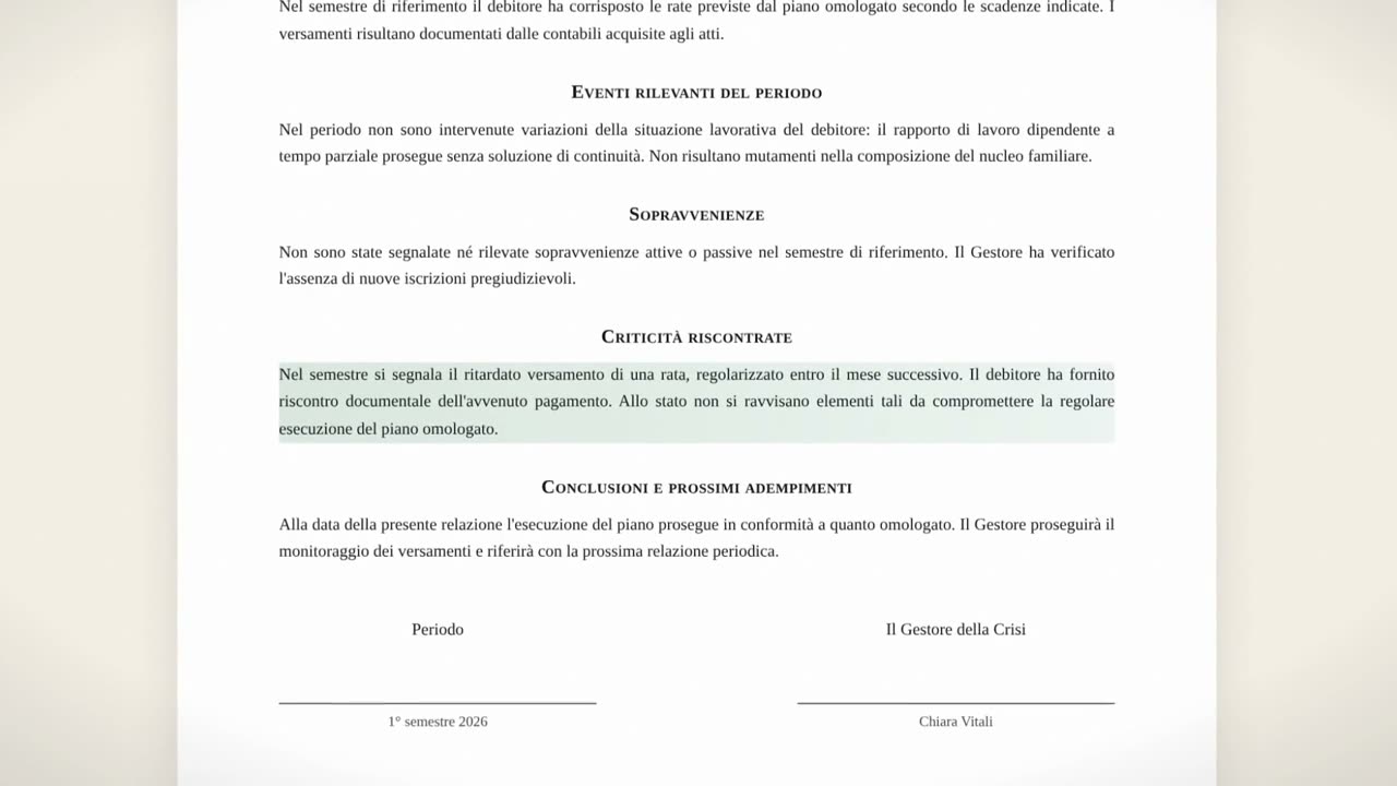 La relazione semestrale nella piattaforma
